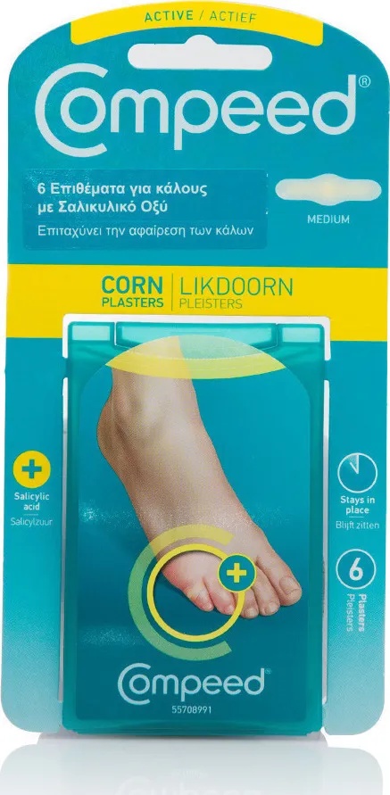 COMPEED Пластири за мазоли и втърдявания със салицилова киселина , Compeed Corn Plasters Salicylic Acid Medium Size *6