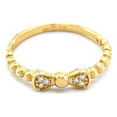 B&B Goldinvestic Zlatý prsten mašlička se zirkony N5294