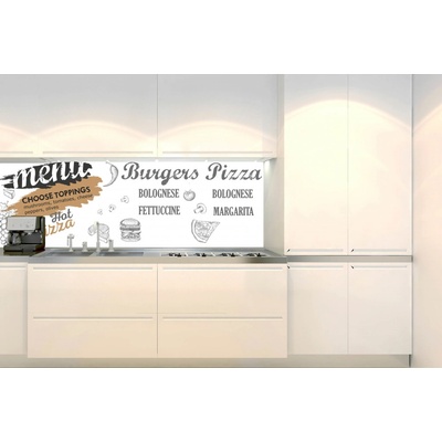 DIMEX KI-180-226 Fototapeta do kuchyne Biela reštauračná ceduľa, rozmery 180 x 60 cm