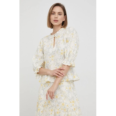 Ralph Lauren Ленена блуза Polo Ralph Lauren дамска в жълто с флорален десен (211863981001)