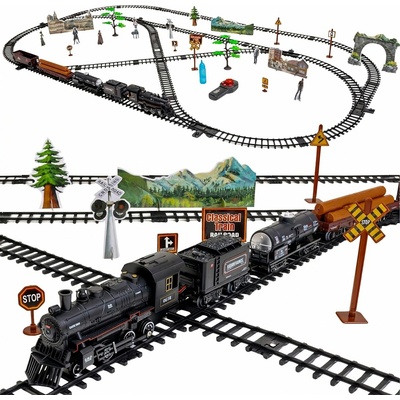 Toybit Velká vláčková dráha s parní lokomotivou na dálkové ovládání 38 ks – Sleviste.cz
