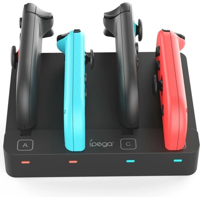 iPega SW2081 Nabíjecí Stanice JoyCon Ovladače Nintendo Switch 1, 2 Black