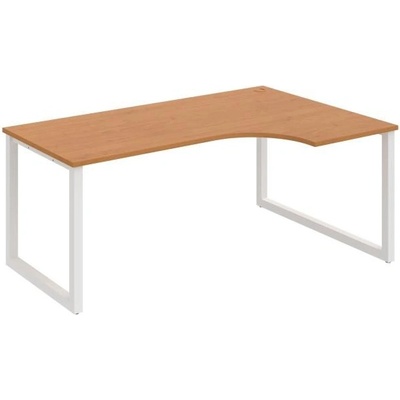Hobis Pracovný stôl UNI O, ergo, ľavý, 180 x 75,5 x 120 cm, jelša/biela