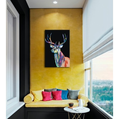 Maľovanie podľa čísel FAREBNÝ DEER | nízka obtiažnosť SPECIAL BLACK EDITION - na ráme
