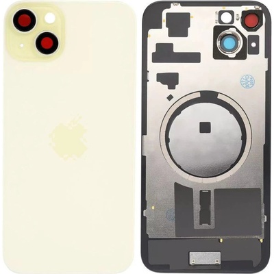 Kryt Apple iPhone 15 Plus Sklo Zadního Housingu + Sklíčko Kamery + Kovová Destička + Magsafe Magnet žlutý