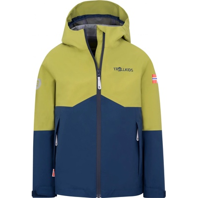 TROLLKIDS Детско водоустойчиво яке Trollkids Kid's Gjende Jacket Waterproof jacket - Kiwi / Mystic Blue - размер 110 (EU) (703-3870-0113)