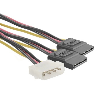 Qoltec Cable adapter POWER MOLEX 2xSATA 0.2m 27618