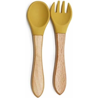 Martons Detský príbor lyžička a vidlička s drevenými rukoväťmi Mango