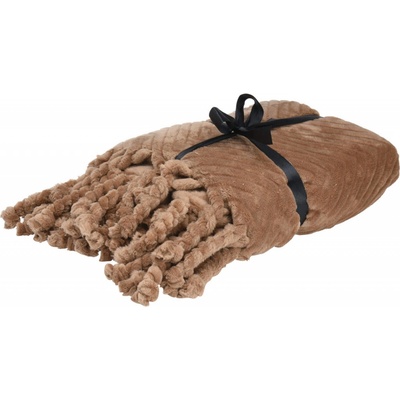 Home Styling Collection Deka boho s třásněmi 100% polyester béžová 130x160