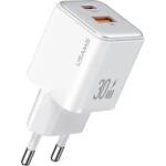 USAMS Бързо зарядно устройство Usams PD30W+QC3.0 A+C Dual-port, бяло (CC189TC02)