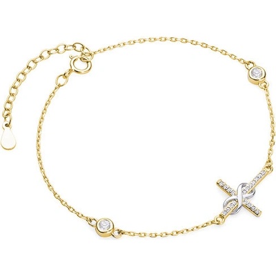 OLIVIE Strieborný náramok GOLD KRÍŽIK NEKONEČNO 4829