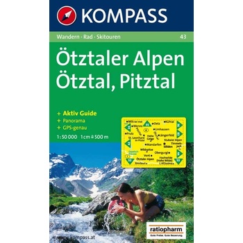 Otztaler Alpen Rakousko turistická mapa