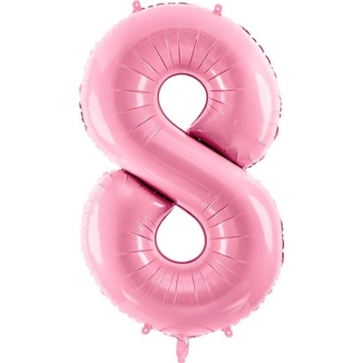 PartyDeco Fóliový balón narodeninové číslo 8 ružový 86cm