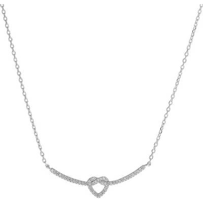 Again Jewelry Strieborný náhrdelník s trblietavým srdiečkom AJNA0006