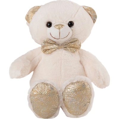 Амек Тойс Плюшена играчка Амек Тойс - Мече със златна папийонка, бяло, 26 сm (030107-1)