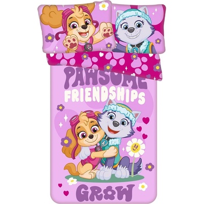 Jerry Fabrics Розово памучно детско спално бельо 100x135 cm Paw Patrol "Pawsome friendships grow" - Jerry Fabrics (24BS159)