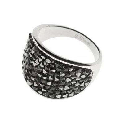 Aktual Ocelový prsten s krystaly Crystals from Swarovski GREY METALISEÉ LV1001 GME