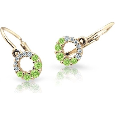 Danfil dětské náušnice C2154 ze žlutého zlata s kamínky Peridot Green zapínání brizura