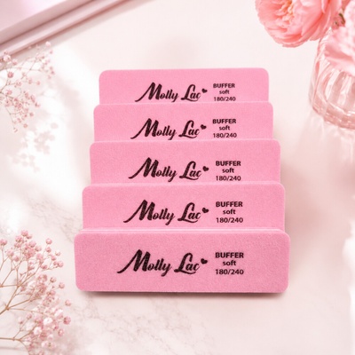 Molly Lac Penový pilník na nechty mini rovný ružový 180/240 5 ks