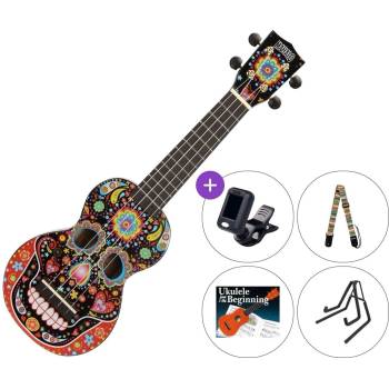 Mahalo Art Series Soprano Ukulele SET Skull Black Сопрано укулеле (MA1SK-BK-SET)