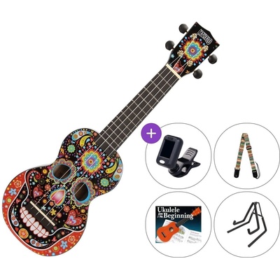 Mahalo Art Series Soprano Ukulele SET Skull Black Сопрано укулеле (MA1SK-BK-SET)