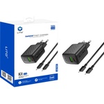 LITO Зарядно - Lito - (LC15T) - с включен кабел Type-C, Type-C, USB изход, PD20W, GaN, PC Fireproof, EU Plug - Черен
