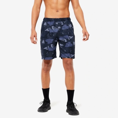 Domyos pánske fitness šortky s vreckami na zips námornícke modré