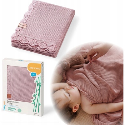 Babyono Bambusová pletená deka pro miminka 1674/01 růžová