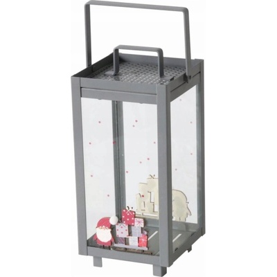 Boltze Home Vánoční lucerna na svíčku MONTI, 23 cm, šedá
