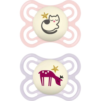 MAM Perfect Night 0+ months биберон Pink/ Purple 2 бр