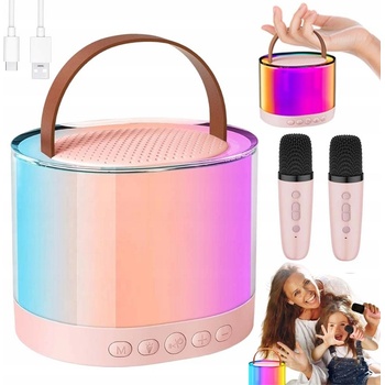 BLUETOOTH KARAOKE SADA 2 BEZDRÁTOVÝCH LED MIKROFONŮ + REPRODUKTOR PRO DĚTI