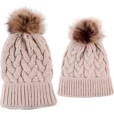 HARAHU Шапки Мама и дете - Светло кафяво kp21552 (21552)