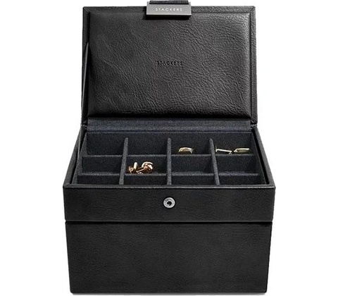 Stackers pánská šperkovnice Black Cufflink & Watch Box černá