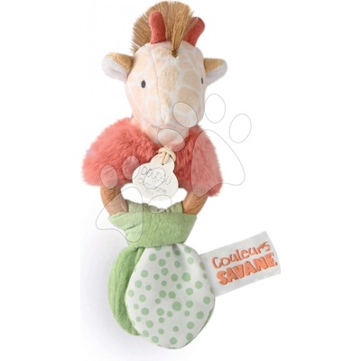 Doudou et Compagnie žirafa s hrkálkou Couleurs Savanečervená15 cm