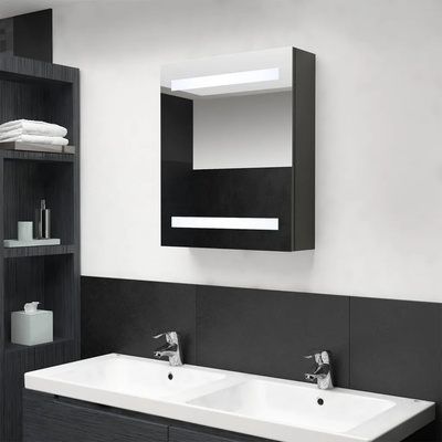 vidaXL LED шкаф с огледало за баня, антрацит, 50x14x60 см (326487)