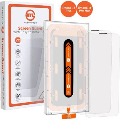 Mobile Origin Screen Guard Tempered Glass 2 Pack - 2 броя калени стъклени защитни покрития за дисплея на iPhone 14 Plus, iPhone 13 Pro Max (прозрачен)