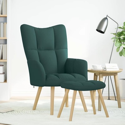vidaXL 4016785 Relaxační s podnožkou textil Tmavě zelená