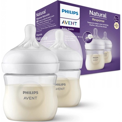 Avent láhve Natural Response průhledná dudlík s ventilem AirFree 2 ks 125 ml – Zboží Dáma