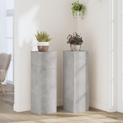 vidaXL Стойки за растения 2 бр бетонно сив 25x25x80 см инженерно дърво (852945)