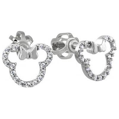 Soliter Třpytivé náušnice z bílého zlata Minnie Mouse 239 001 01130 07