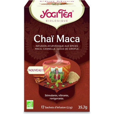 Yogi Tea Maca Chai ajurvédsky bylinný čaj s klinčekmi a škoricou 17 x 2,1 g