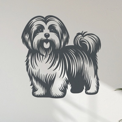 dřevo života Dřevěný obraz Havanský psík (Havanese) Zvolte rozměr šxv (cm): 38x40, Zvolte barvu dekoru: Antracitová