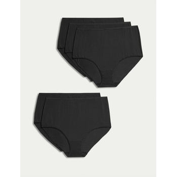 Marks & Spencer Панталони с талия от памук и модал, без видими подгъви, 5 броя в опаковка Marks & Spencer черно Marks & Spencer | Cheren | ЖЕНИ | L