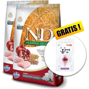 N&D dog LG Puppy Medium & maxi chicken, spelt, oats & pomegranate 2 x 12 kg