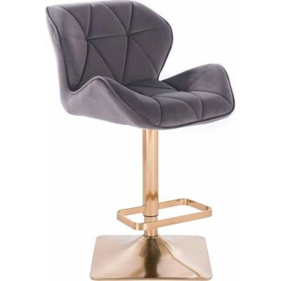 LuxuryForm Design Milano Velur na zlatej hranatej podstave tmavo šedá