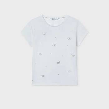 Image 1 of MAYORAL Тениска къс ръкав basic Бял цвят с панделки за момиче Mayoral