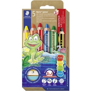 STAEDTLER Комплект цветни моливи с графитен молив и острилка, джъмбо, STAEDTLER "Noris junior 140", 5+1 цвята 140 C6P1 (140 C6P1)