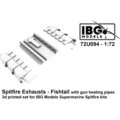 IBG Supermarine Spitfire Exhausts Fishtail Type with gun heating pipes 3d Printed Set 1:72