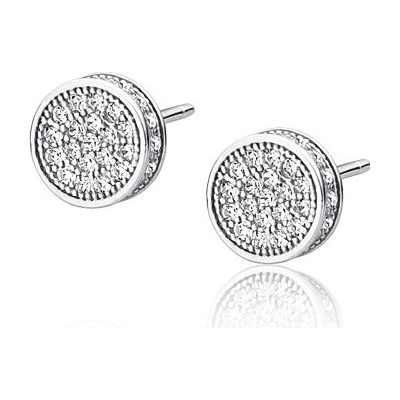 Lunica Třpytivé stříbrné náušnice KRUH 0157