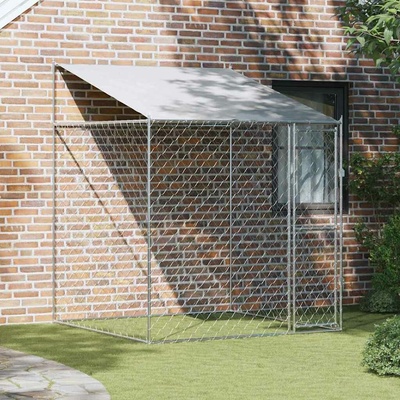 vidaXL Klec pro psy se střechou 200 x 200 x 258 cm ocel a PE stříbrná 9799.42009131